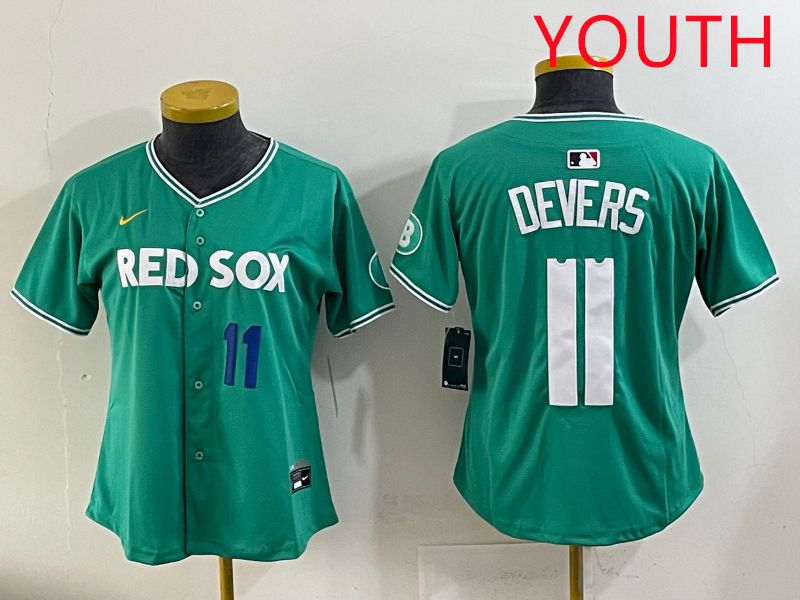 Youth 2025 Boston Red Sox #11 Devers Dark Green Joint Name Nike MLB Jersey style 4